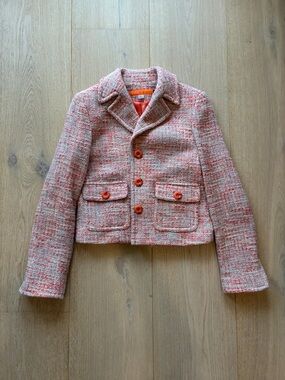 Cynthia Steffe Pink Tweed Button-Front Blazer